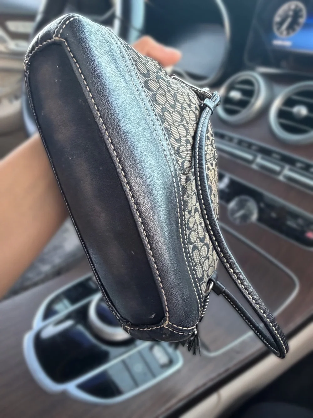 Vintage Y2K Kissing C’s monogram COACH Wristlet with Metallic Tag n Tassel